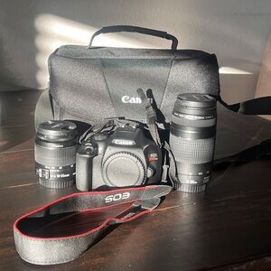 Cannon EOS rebel T6 with Canon EF 75-300 III and EFS 18-55